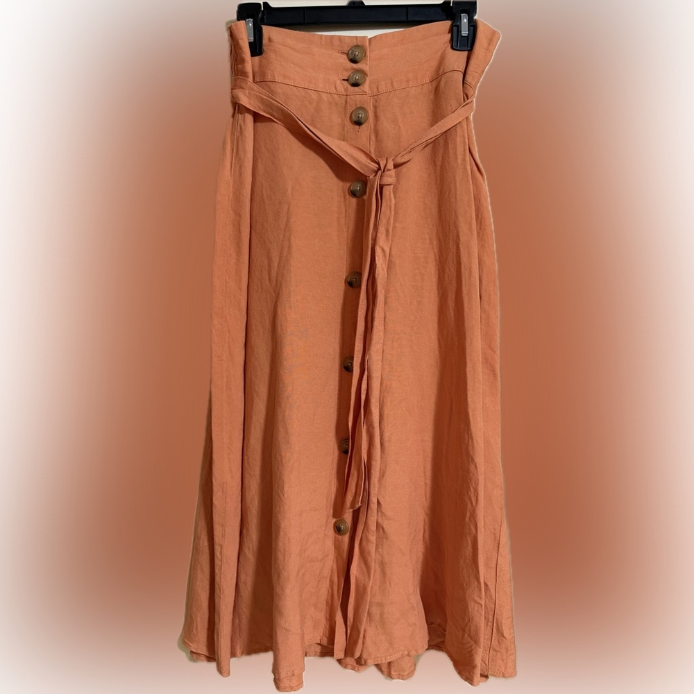 A New Day • Linen Blend A-line Skirt • Size Medium